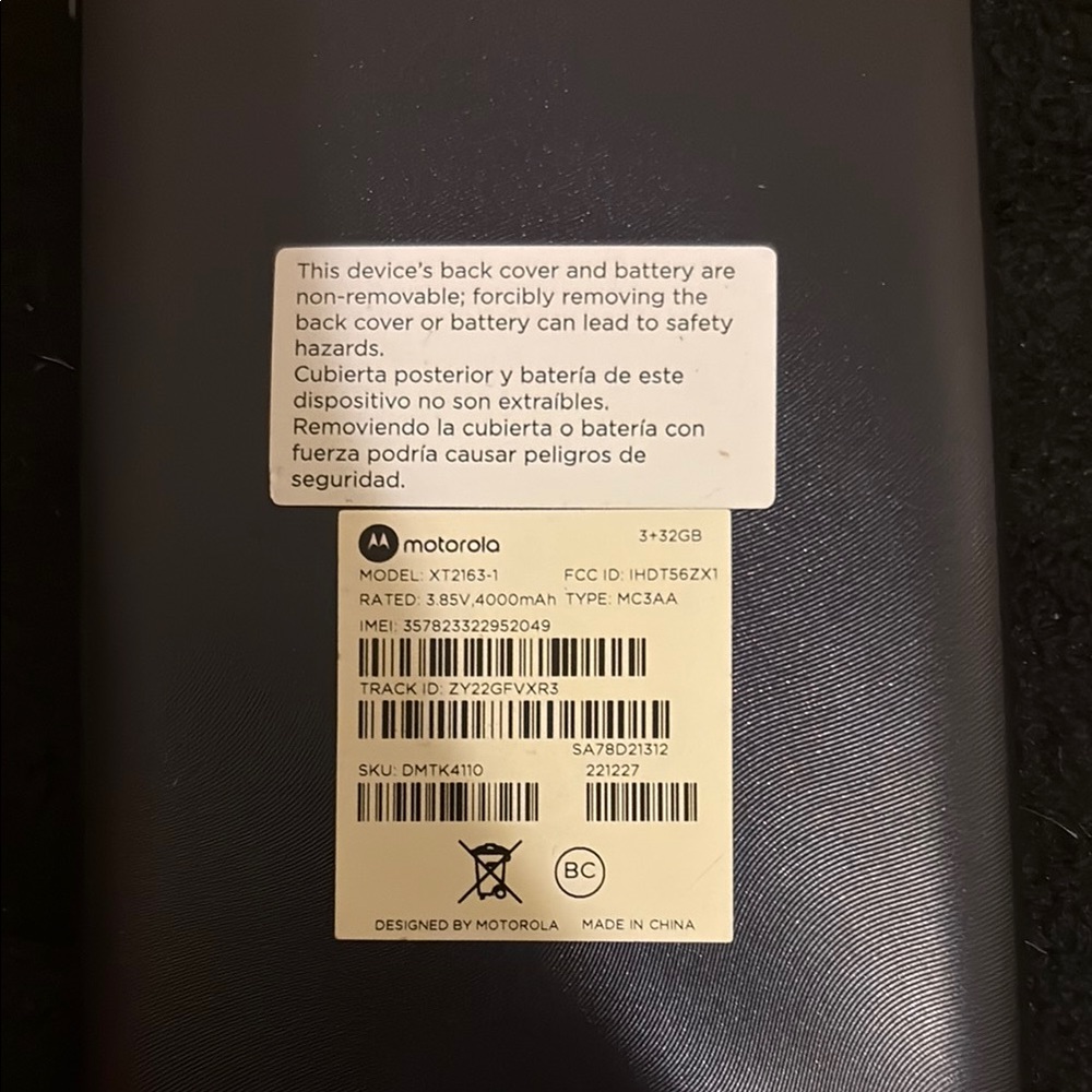 Motorola Smartphone with Dark Gray Finish